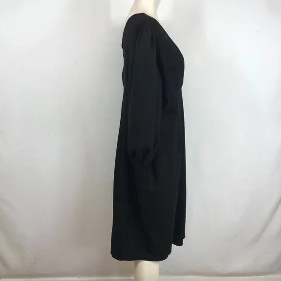 VIXEN MICHELINE PITT - WOMEN'S 3X -BLACK 3/4 LENGTH SLEEVE V NECK DRESS - Picture 4 of 8